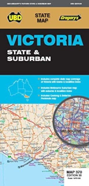 Cover for UBD Gregory's · Victoria State &amp; Suburban Map 370 30th - State Map (Map) [Thirtieth edition] (2022)