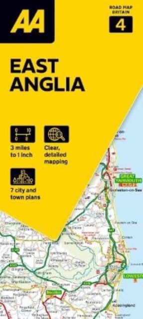 Cover for AA Road Map East Anglia - AA Road Map Britain series (Map) [8 New edition] (2024)