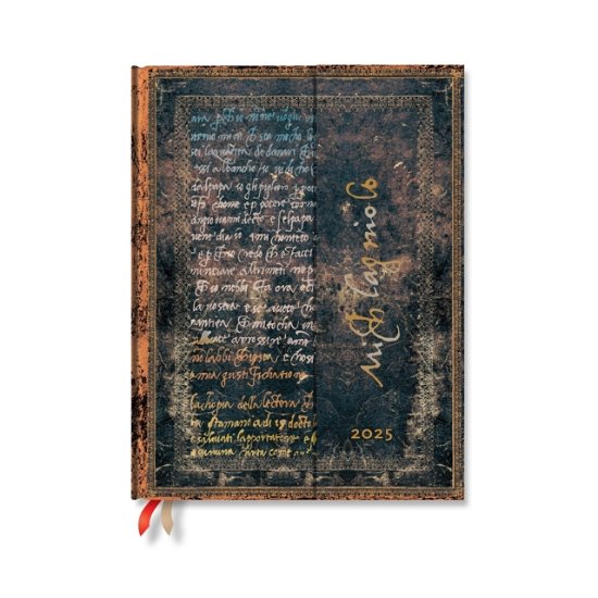 Cover for Paperblanks · Michelangelo, Handwriting (Embellished Manuscripts Collection) Ultra 12-month Horizontal Hardback Dayplanner 2025 (Wrap Closure) (Inbunden Bok) (2024)