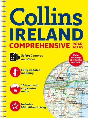 Collins Maps 2023 Comprehensive Road Atlas Ireland Spiral Book 373 